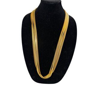 Ingrid Cusson gold snake chain 5 strand multi layer long necklace 35" vintage